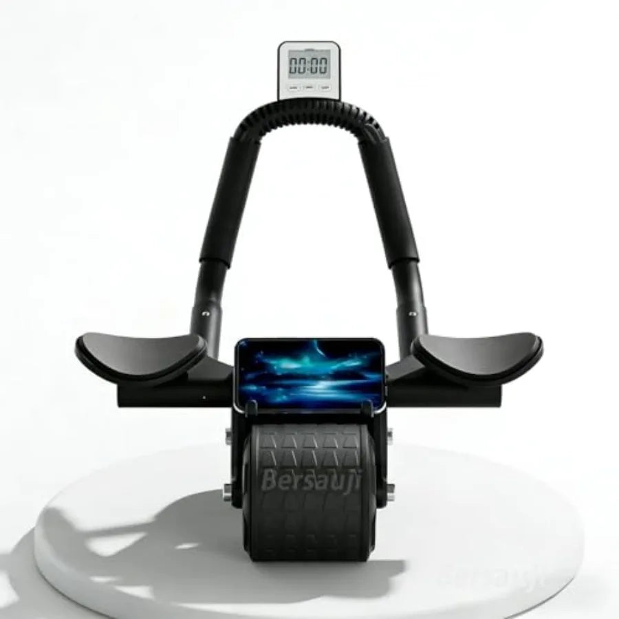 2026 Upgraded Ab Roller Wheel with Knee Mat andTimer - Automatic Rebound Abdominal Wheel with Elbow Support, Abs Workout Equipm