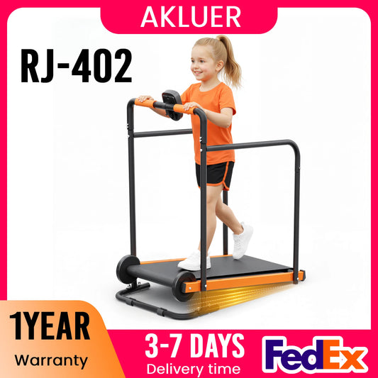AKLUER Kids Walking Pad Treadmill - Non-Electric Indoor Exercise Equipment for Boys & Girls, Self-Propelled Fitness Toy with Front Padded Rails, Safe Active Play Gym for Home Use