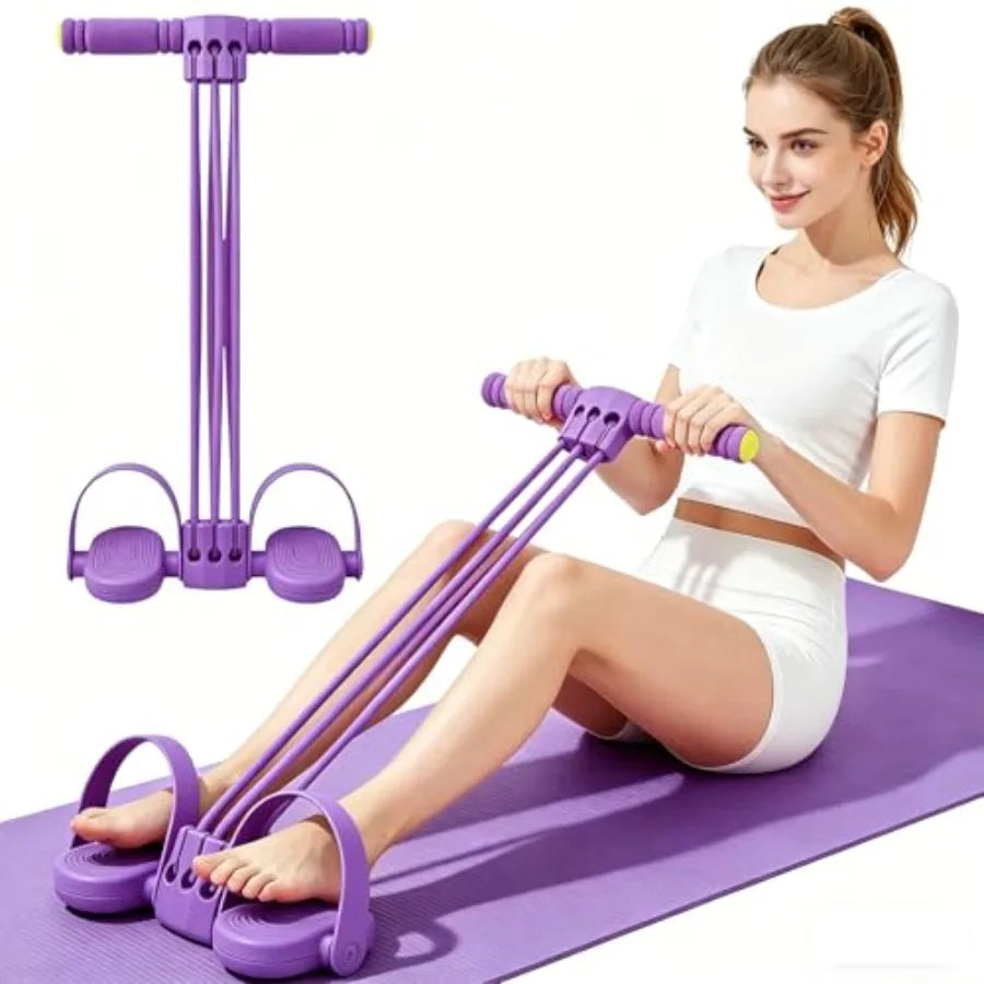 Six-Tube Pedal Resistance Band With Handle For Yoga Home Workouts