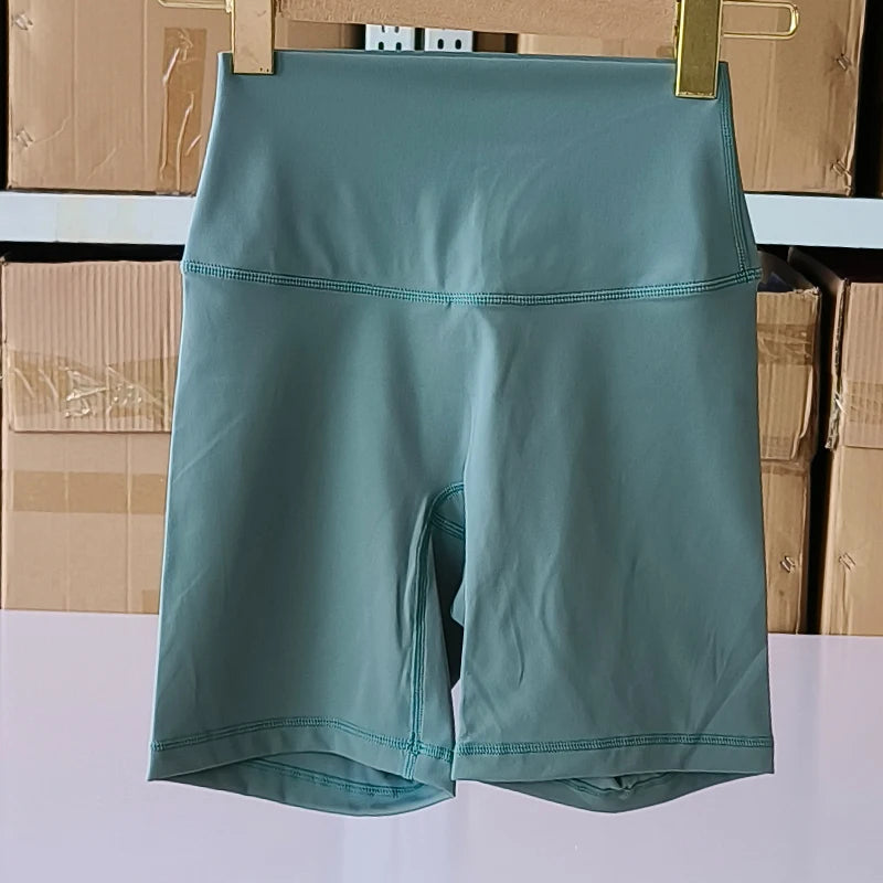 SDFHSFH Women's High Waist Yoga Shorts Nylon Elastane