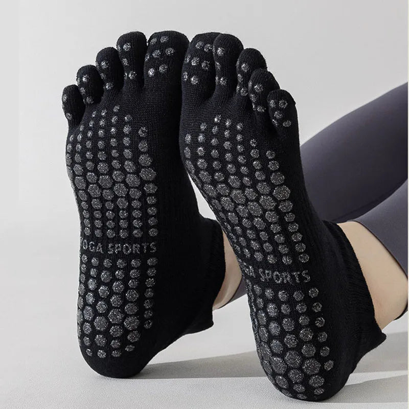 Full Toe Yoga Socks Women Non Slip Five Toes Pilates