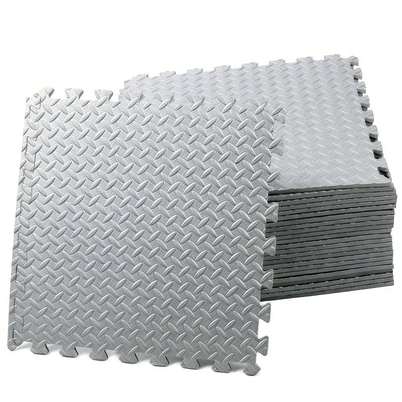 Yoga Mats Puzzle Exercise Mat ½ In, EVA Interlocking Foam Floor Tiles For Home Gym, Mat For Home Workout Equipment, Floor Padding For Crawling, Black, 20 In X 20 In X ½ In, 64 Sq Ft - 24 Tiles (24, Grey)