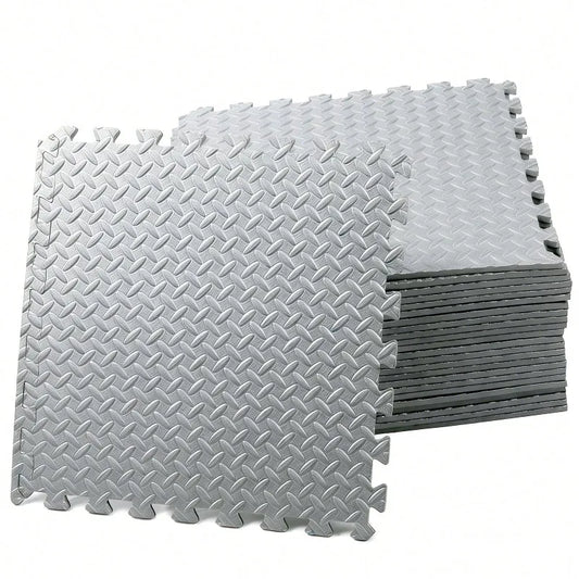 Yoga Mats Puzzle Exercise Mat ½ In, EVA Interlocking Foam Floor Tiles For Home Gym, Mat For Home Workout Equipment, Floor Padding For Crawling, Black, 20 In X 20 In X ½ In, 64 Sq Ft - 24 Tiles (24, Grey)
