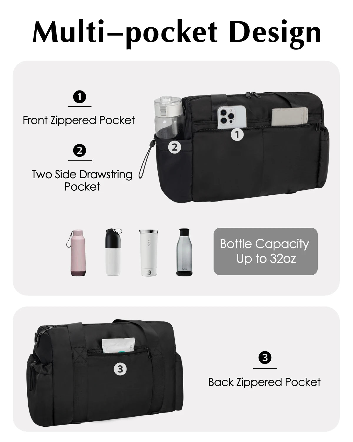Lightweight Gym Duffel Bag With Yoga Mat Holder Wet Pocket