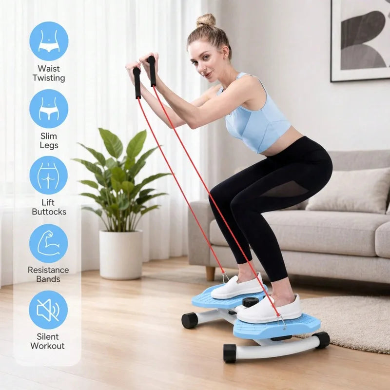 Twist Waist Disc Board with Resistance Bands, Multifunctional Home Fitness Equipment, Waist‑Twisting Exercise Platform for Leg Hip Abdominal Workout and Body Shaping