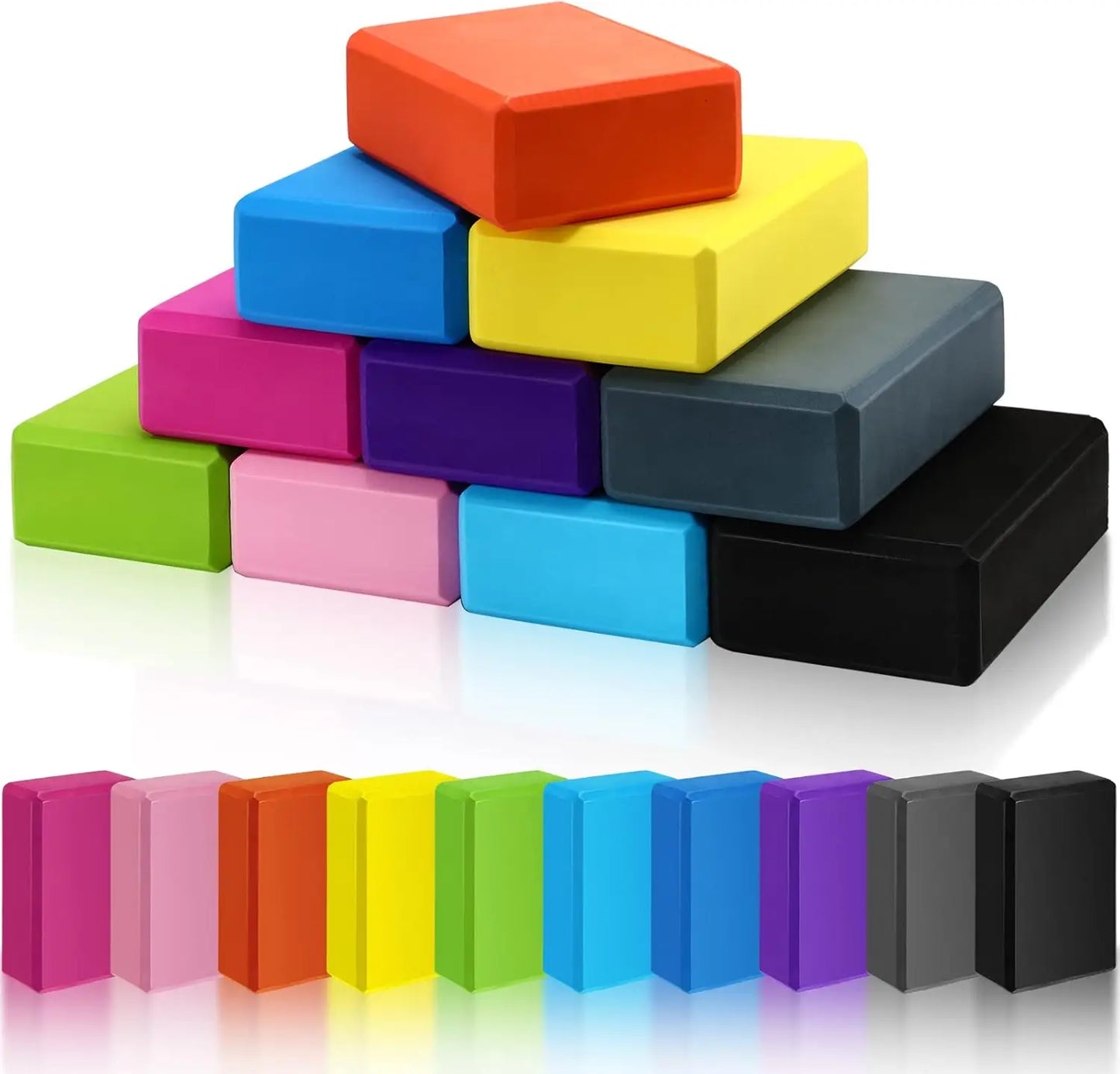 Pilates, Stretching, Meditation - 10 Pcs Foam EVA Yoga Blocks, Lightweight, Non Slip, Supportive for Beginners