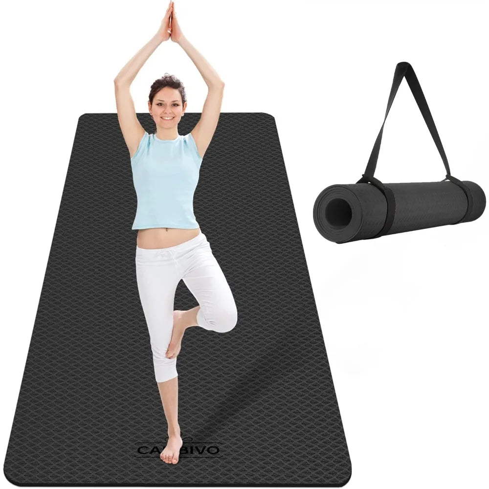 CAMBIVO Extra Wide Yoga Mat for Women and Men (72"/84"x 32"x 1/4") TPE Workout Mat, Non-slip Large Exercise Fitness Mat