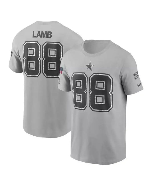 Nike | Men's CeeDee Lamb Gray Dallas Cowboys 2024 Salute To Service Name Number T-Shirt