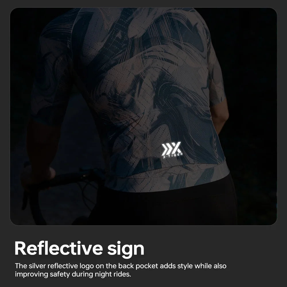 X-TIGER Summer Cool Men Short Sleeve Cycling Jersey Swift Wind Series Antibacterial Sweat-Wicking Ultralight Road Mountain Bike Clothing