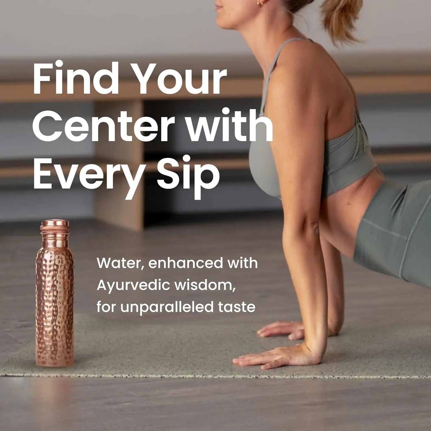 Hammered Copper Water Bottle, 34 oz - Leak-Proof, Eco-Friendly Design for Temperature Retention - Stay Hydrated & Experience Ayu