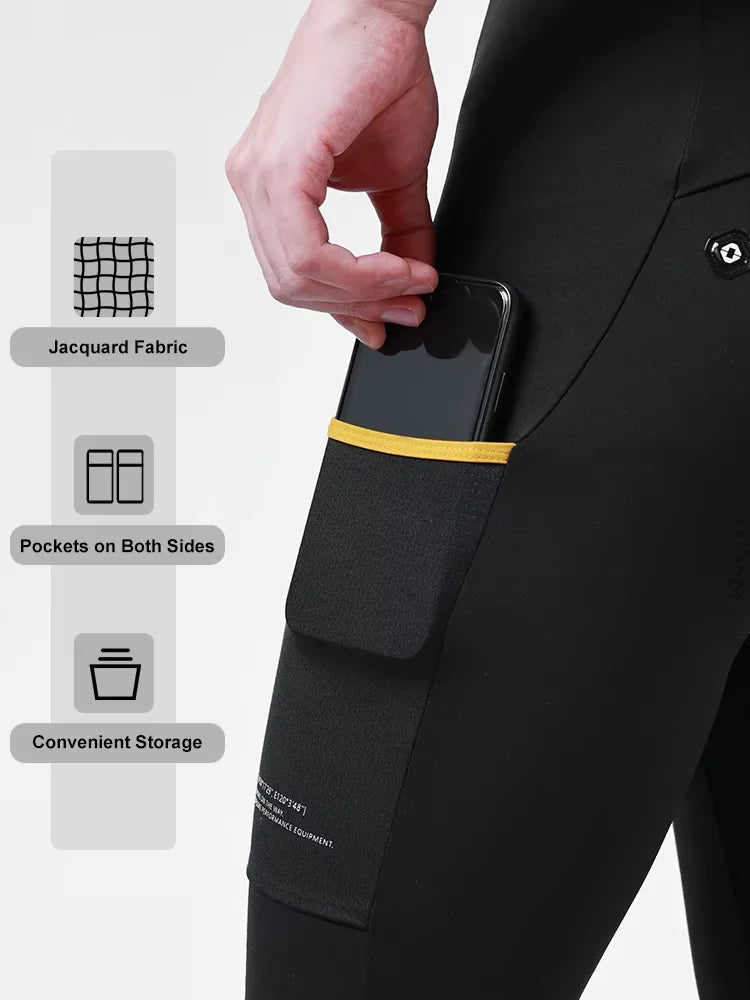 INBIKE Men's Thermal Fleece Cycling Bib Pants With Padded Pockets