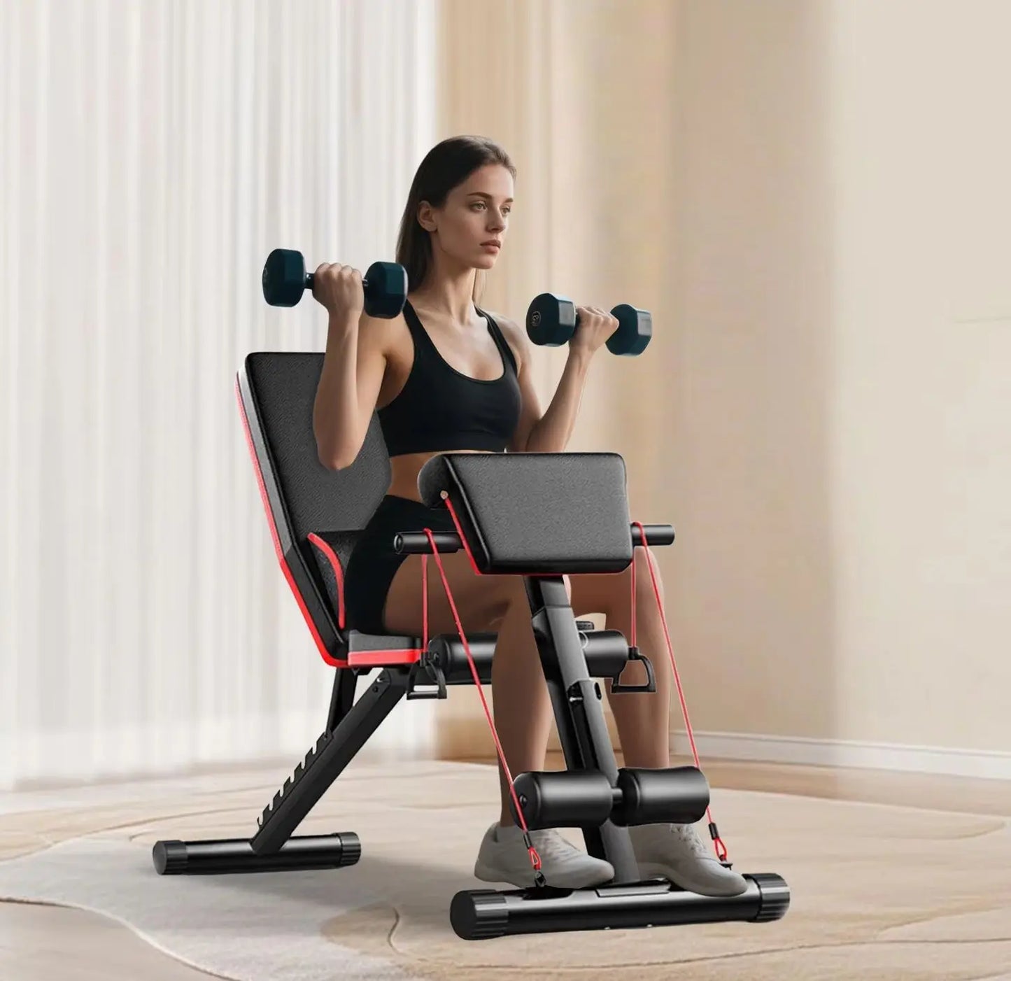Multifunctional Foldable Weight Bench, Height Adjustable Strength Training Workout Bench, 160KG Max Weight Capacity, Full Body Gym Equipment for Home, Apartment & Small Fitness Studio
