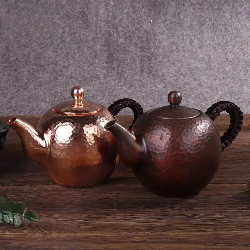 Handmade Antique Copper Kung Fu Teapot for Traditional Tea Brewing