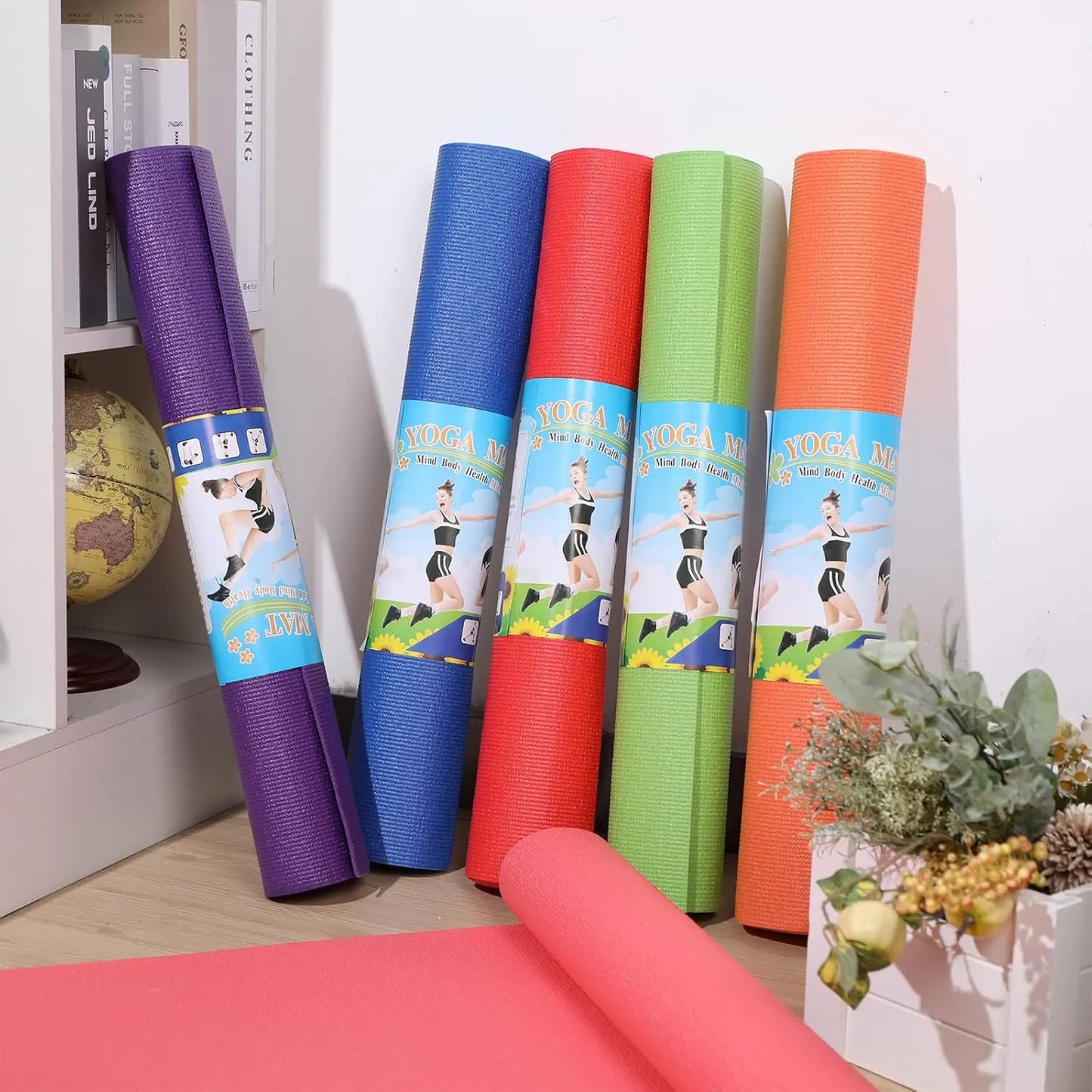 12 Pieces Yoga Mats Bulk 68x24x0.12 Inch Exercise Non Slip Fitness Workout Mats for Women Men Home Workout Gym Yoga