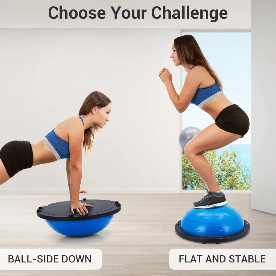 Inflatable Half Yoga Ball With Nonslip Base For Balance Training