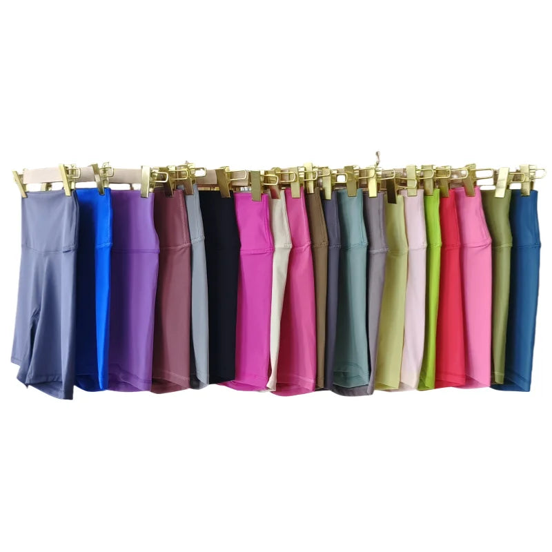 SDFHSFH Women's High Waist Yoga Shorts Nylon Elastane