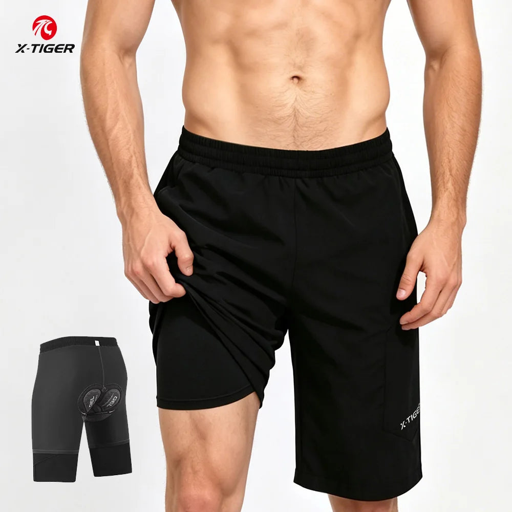 X-TIGER 2 In 1 Cycling Shorts Padded MTB Waterproof Wearproof