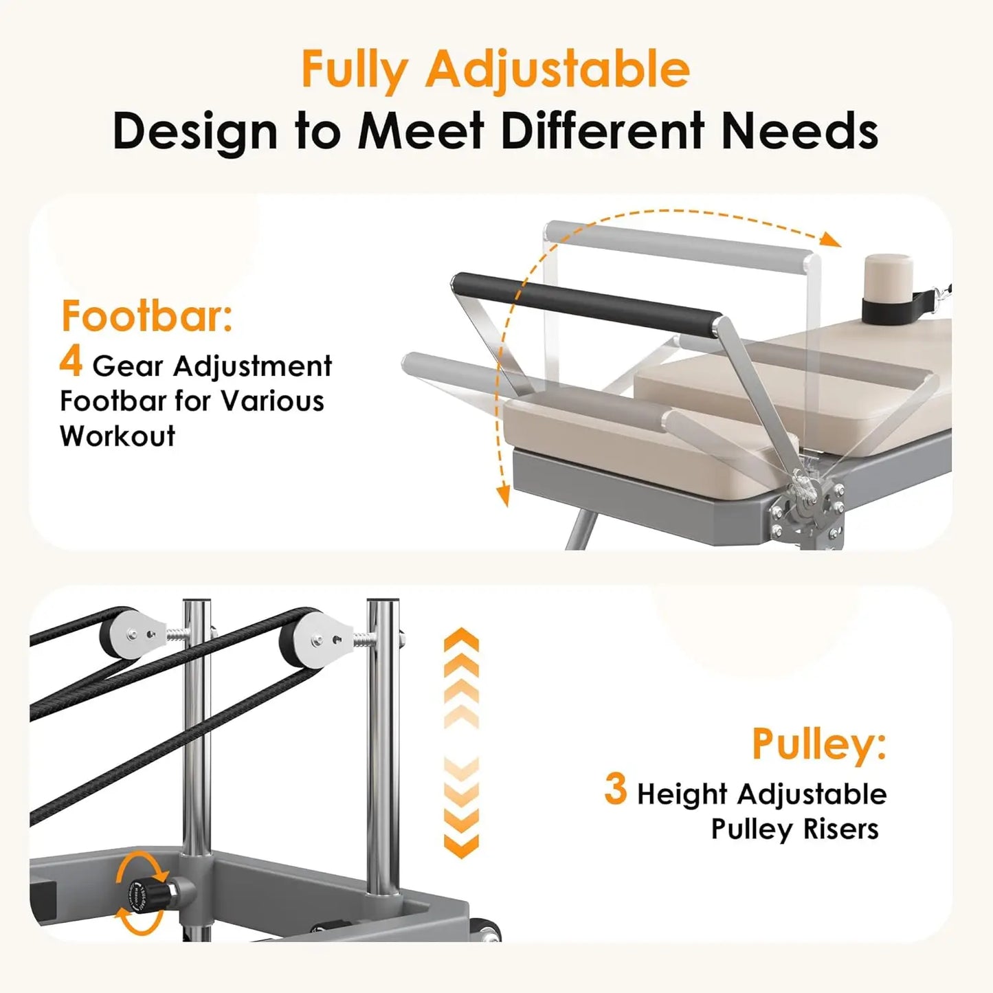 Foldable Pilates Reformer With Alloy Springs For Beginners Home Gym