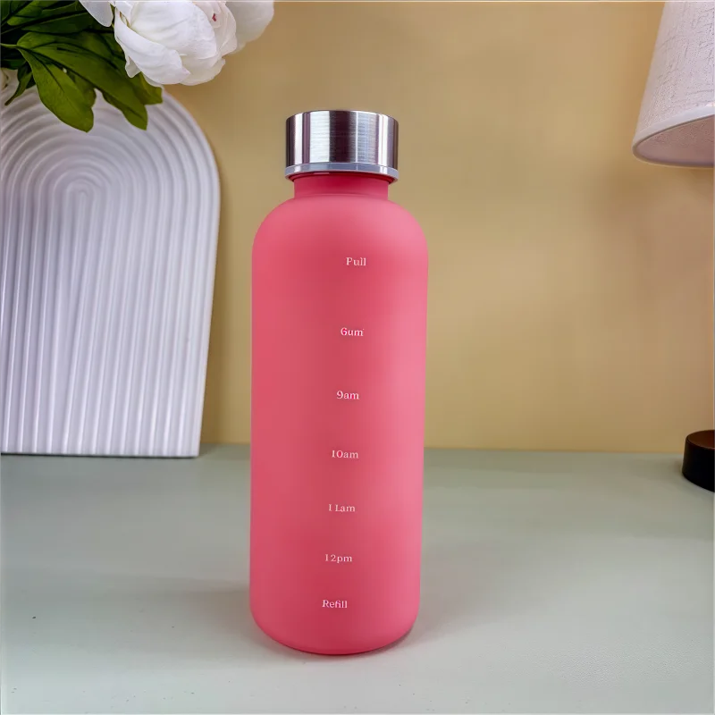 Time Marker Water Bottle Eco Friendly BPA Free Frosted Plastic