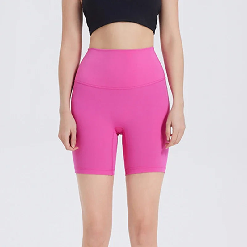 SDFHSFH Women's High Waist Yoga Shorts Nylon Elastane