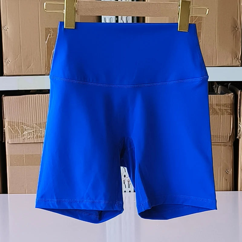SDFHSFH Women's High Waist Yoga Shorts Nylon Elastane