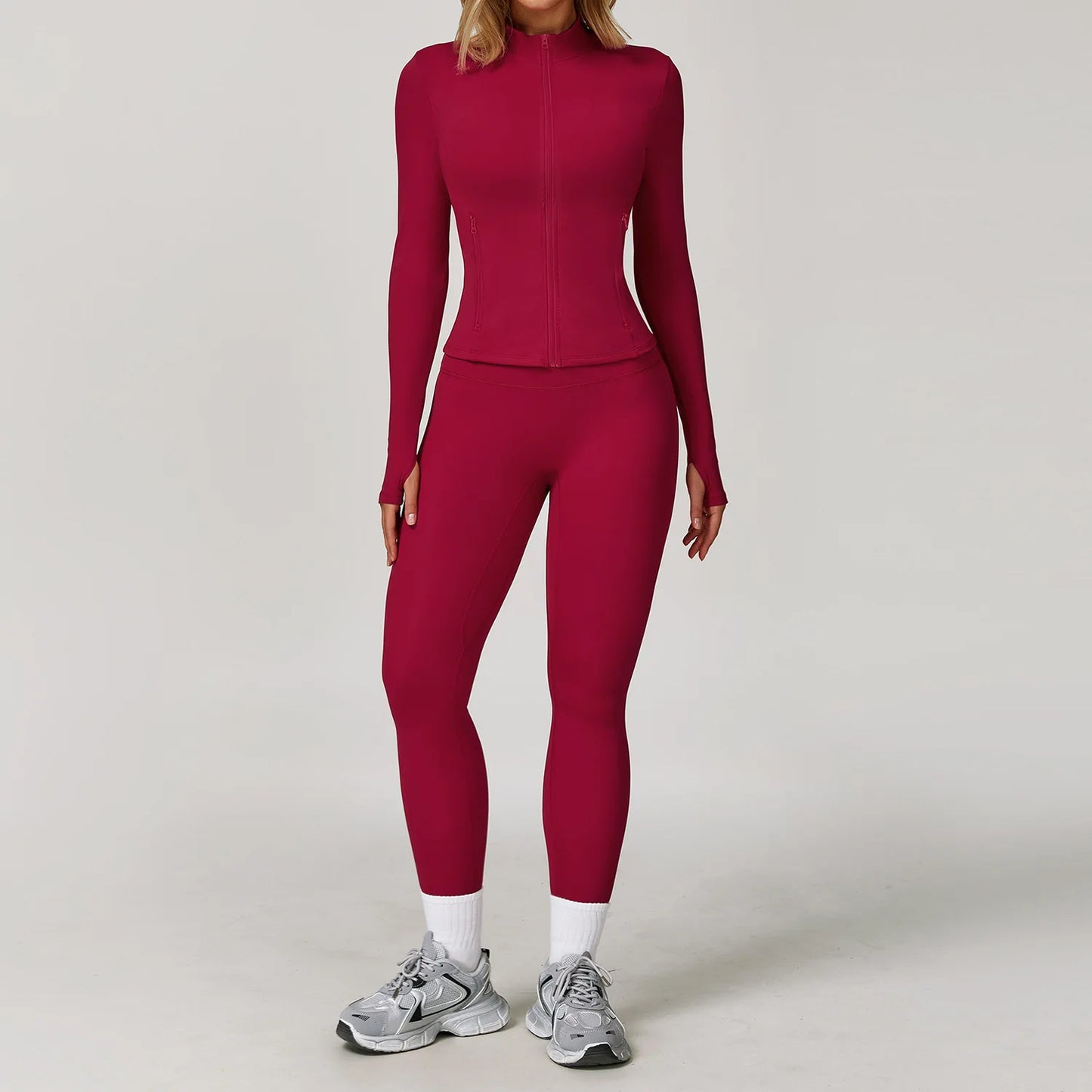 Womens Gym Set Yoga Wear Bra Jacket Leggings Shorts