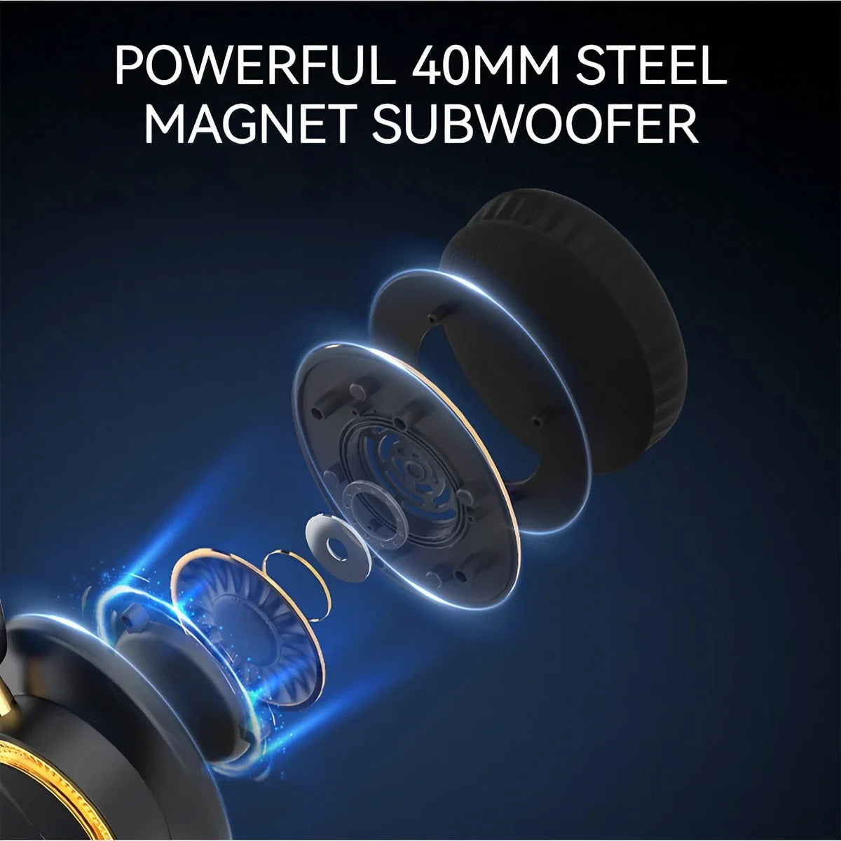 Foldable Wireless Bluetooth Headphones with 40mm Driver for Rich HiFi Sound and Heavy Bass Over Ear Gaming Headset with Built In Microphone and Wireless Calling for PC and Phone Suitable for Home Office Travel and Gaming