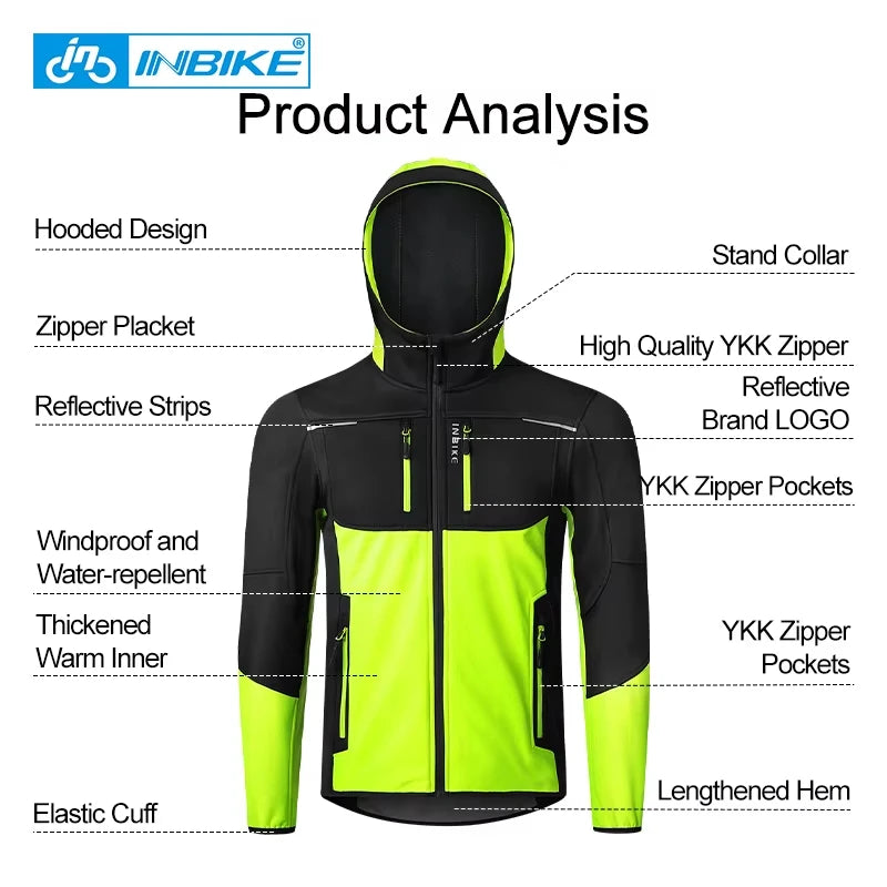 INBIKE Men's Windproof Waterproof Thermal Cycling Jacket With Reflective Stripes