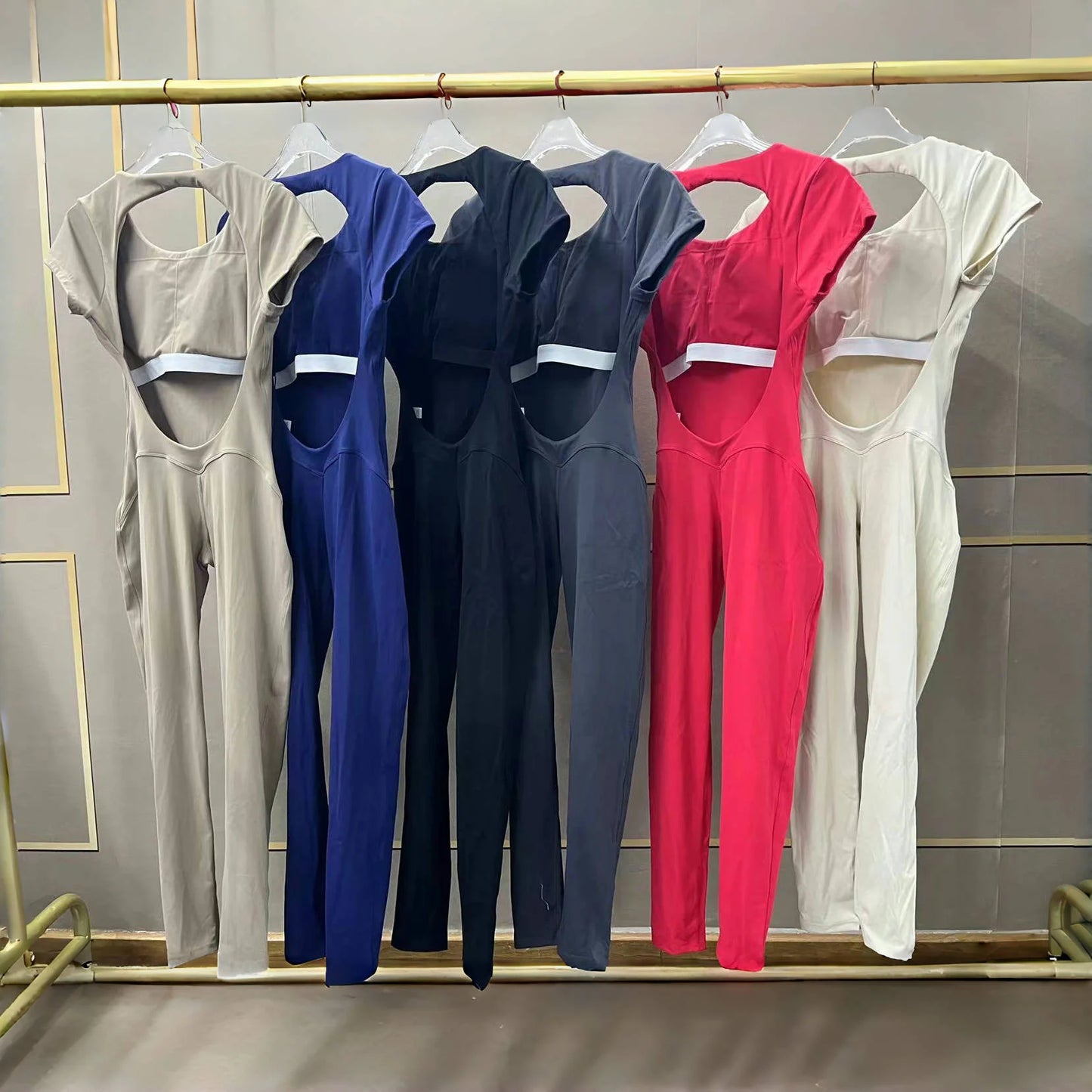 COZOK Women's Open-Back Yoga Jumpsuit Quick-Dry Slim Fit