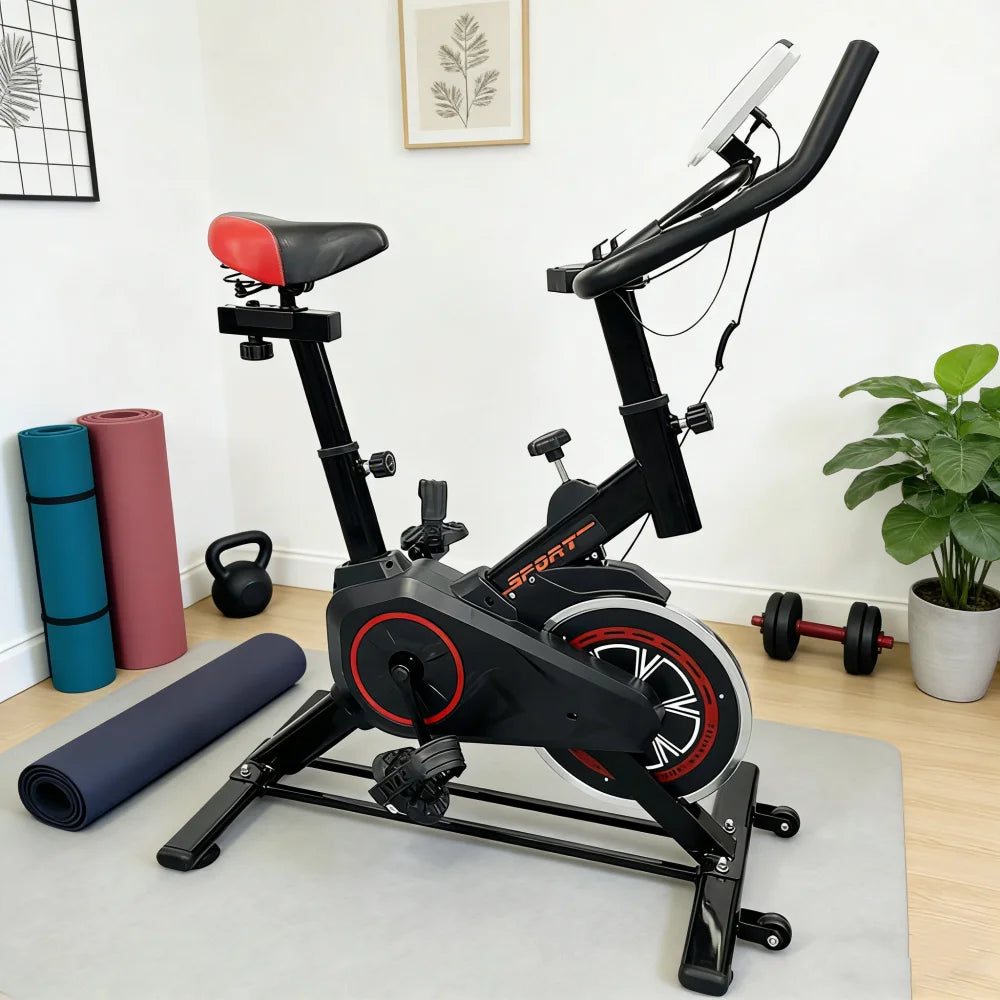 Foldable Indoor Spin Bike With Comfortable Seat For Cardio Training