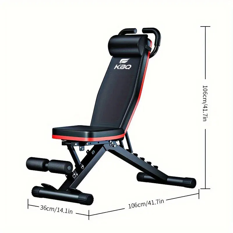 New Multi-Functional Folding Fitness Bench - Adjustable Roman Chair, Dumbbell Bench with Pillow Pad, Headrest and Drawstring
