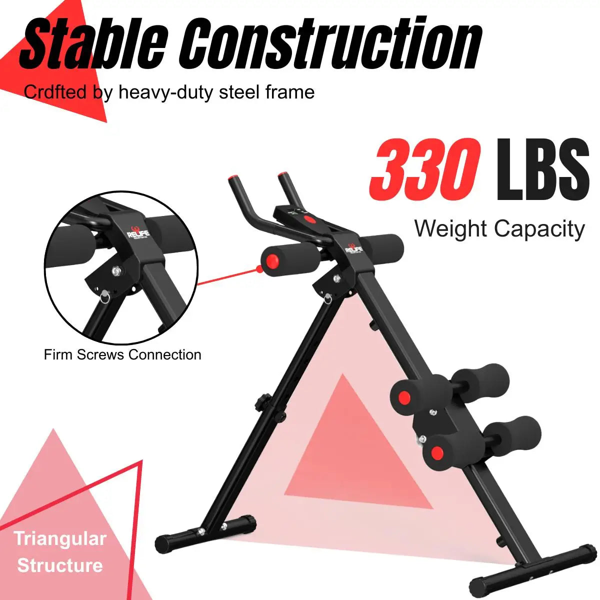 Foldable Core Abdominal Trainer With 3 Level Adjustable Resistance Bands