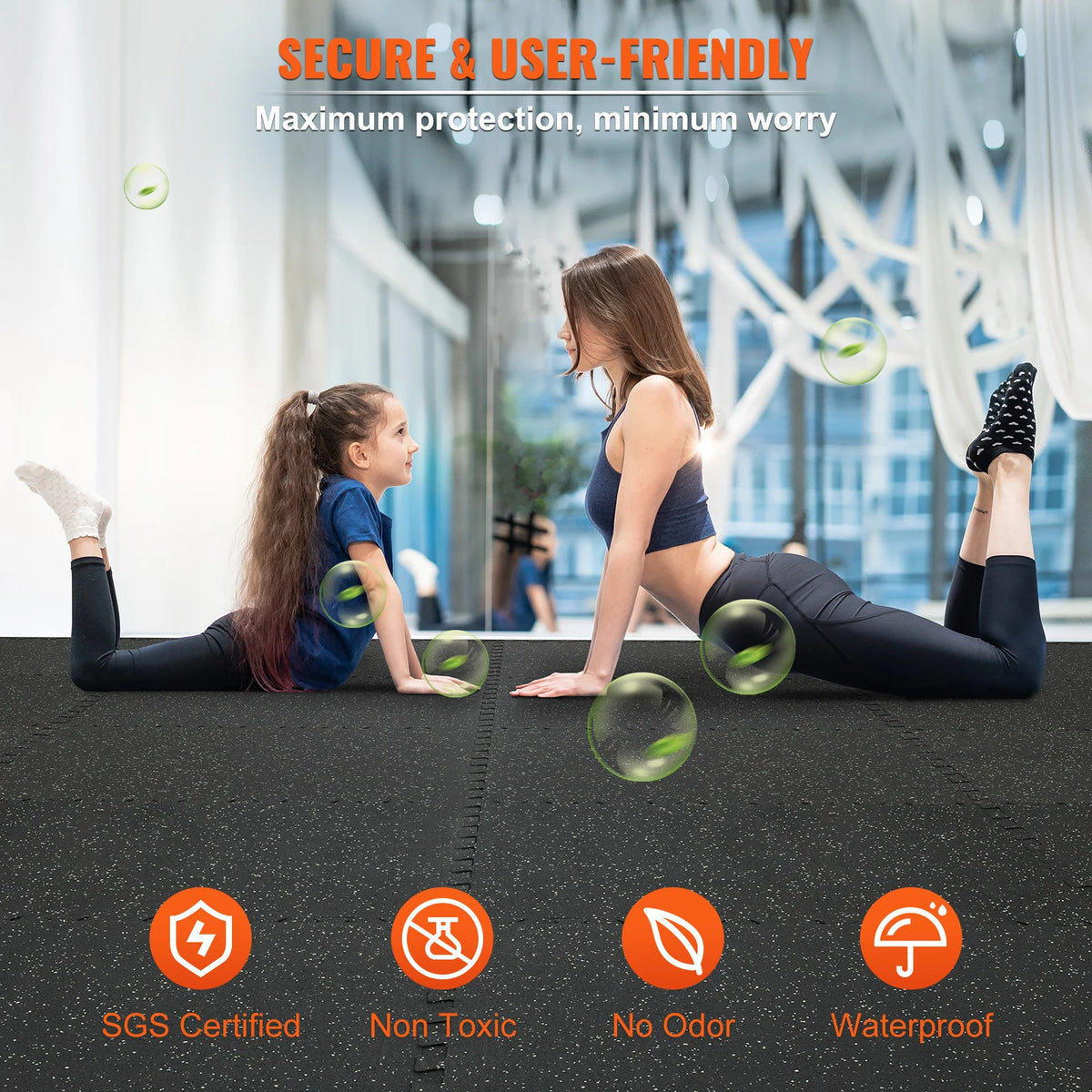SucceBuy Interlocking Gym Floor Mats with EVA Foam Rubber Top