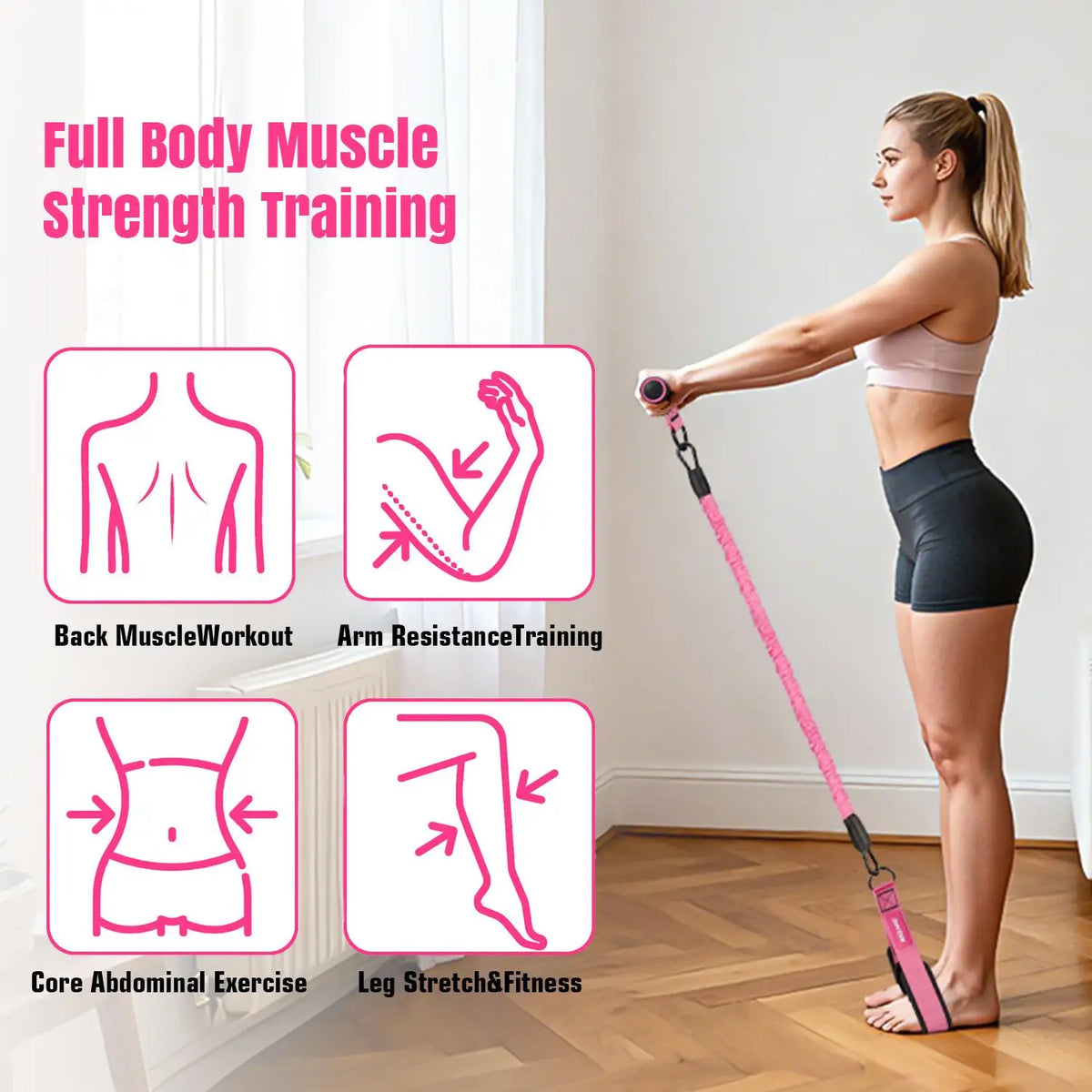 Upgraded Pedal Resistance Band – Durable Latex Tubes, Soft Foot Pedals, Sit-Up & Stretch Fitness Equipment Summerwins