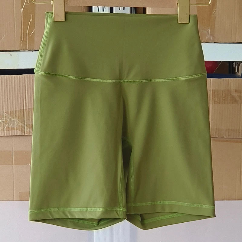 SDFHSFH Women's High Waist Yoga Shorts Nylon Elastane
