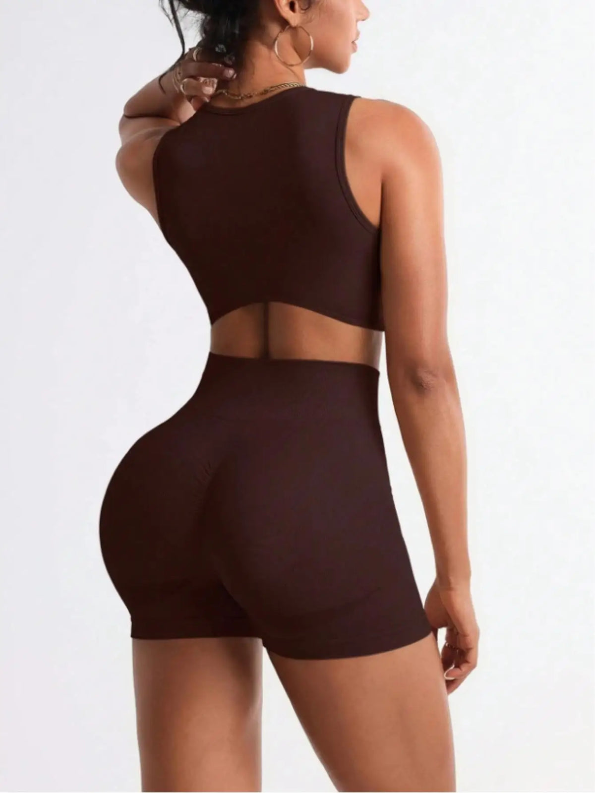 Women's Letter Print Crop Tank and Biker Shorts Workout Set