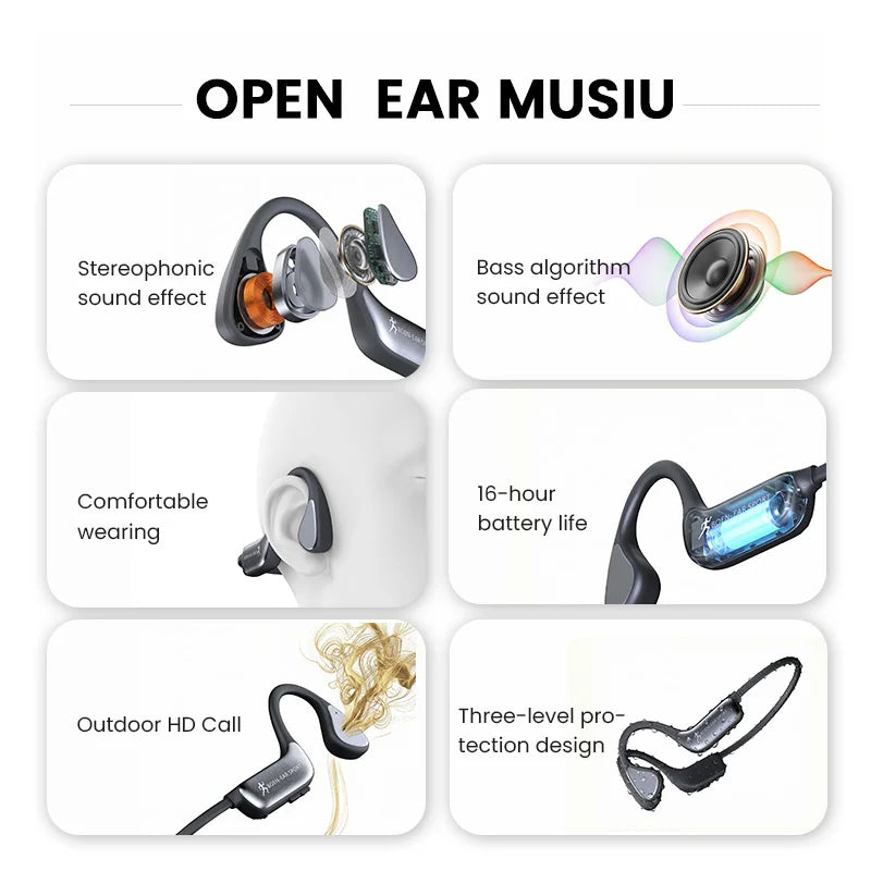 Bone Conduction Wireless Bluetooth Headphones With Microphone