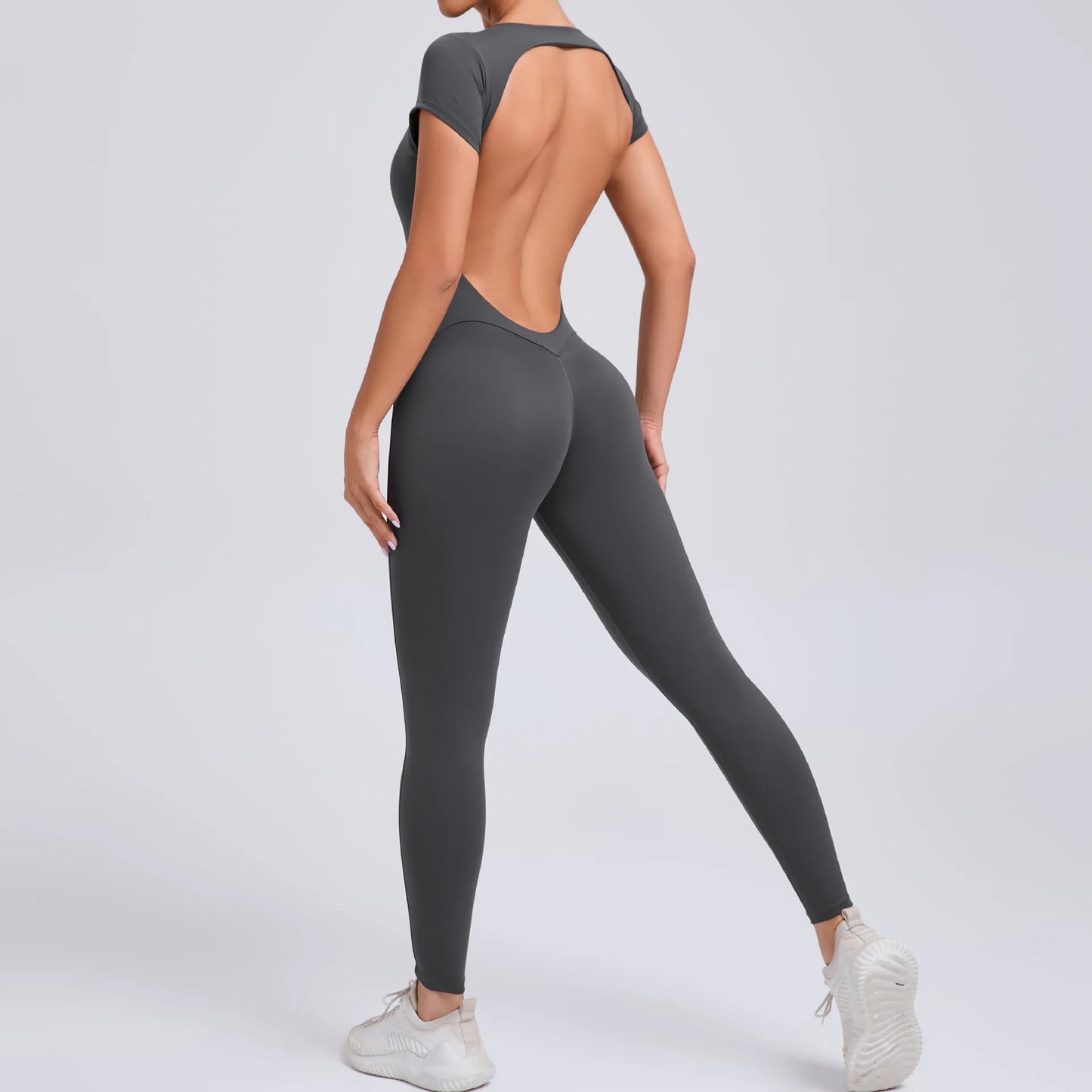 COZOK Women's Open-Back Yoga Jumpsuit Quick-Dry Slim Fit
