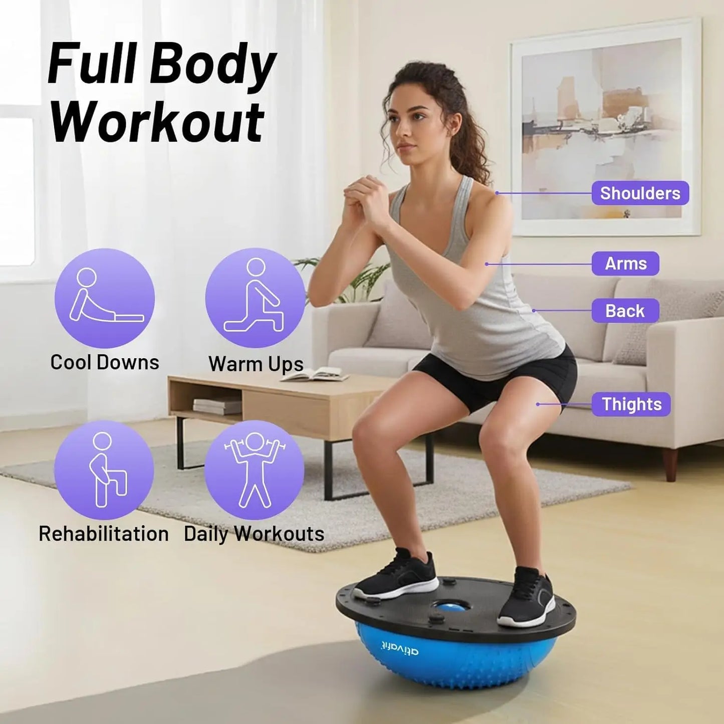 Balance Ball Half Exercise Ball Balance Trainer Inflatable Yoga Ball for Home Gym Workouts Core
