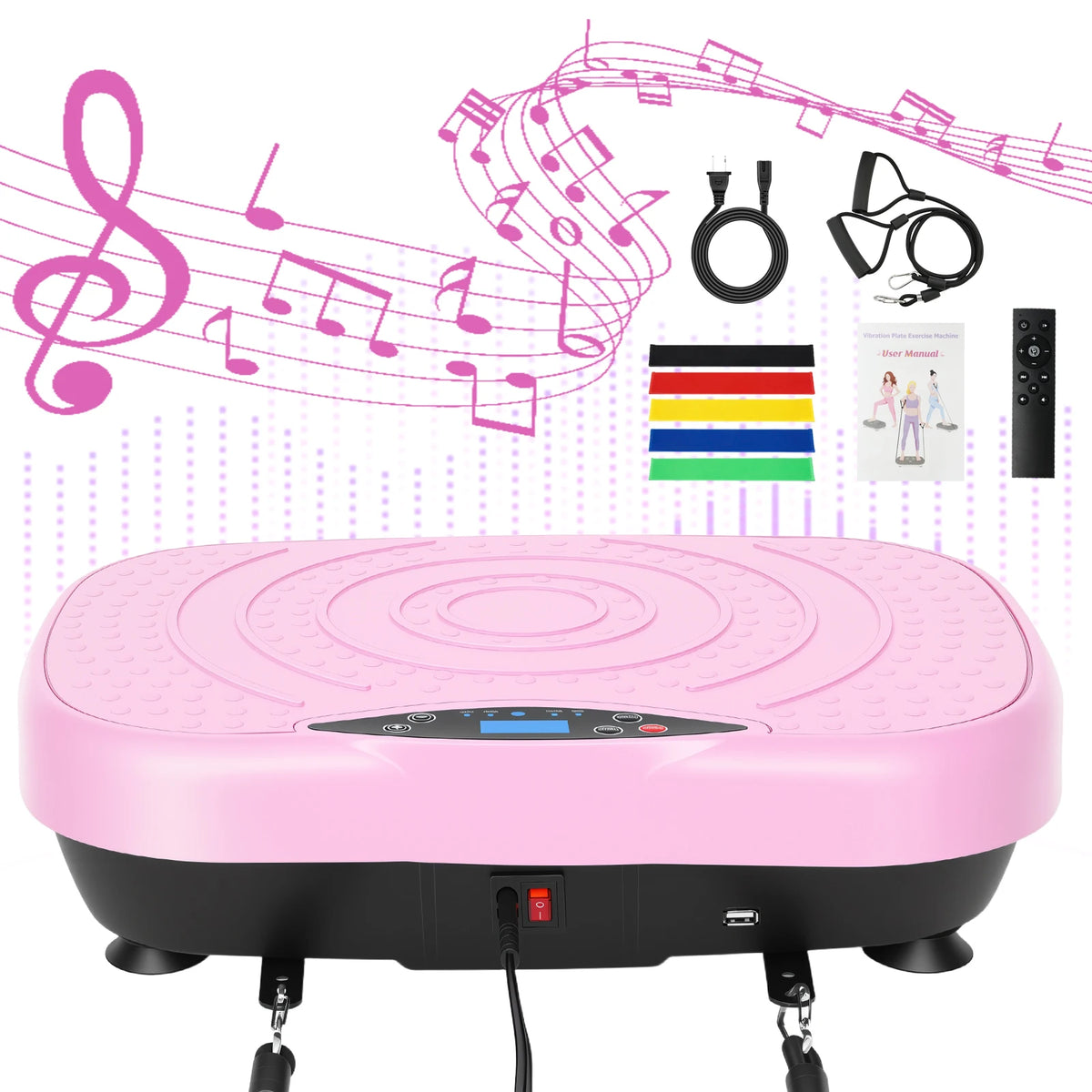 Portable Vibration Plate With Resistance Bands for Full Body Workout