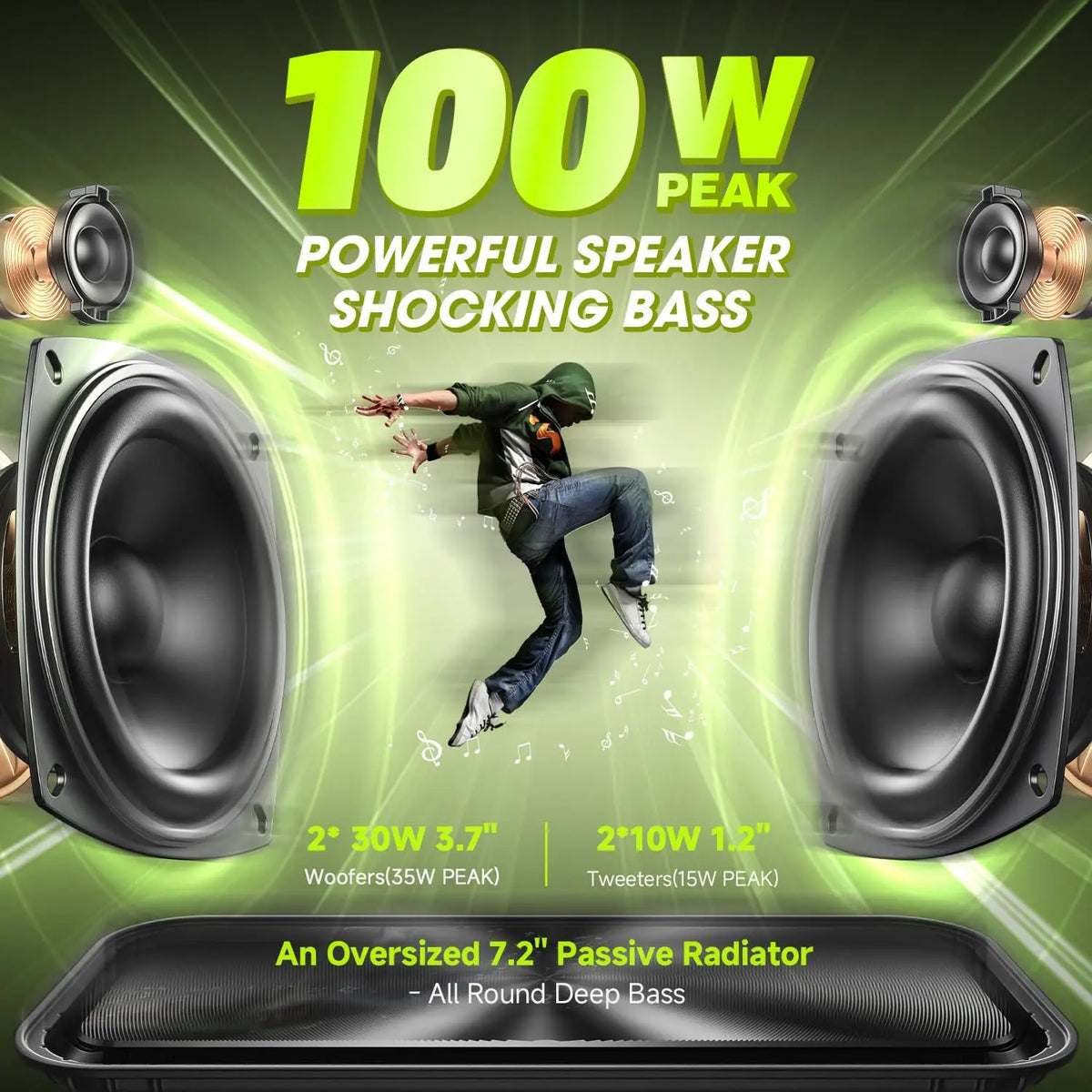 W-King D9-1 100W Bluetooth Speaker With Deep Bass Waterproof Rating
