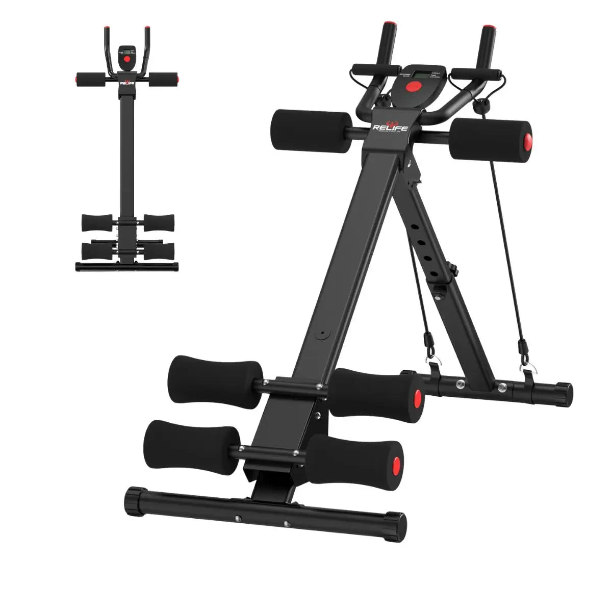 Foldable Core Abdominal Trainer With 3 Level Adjustable Resistance Bands