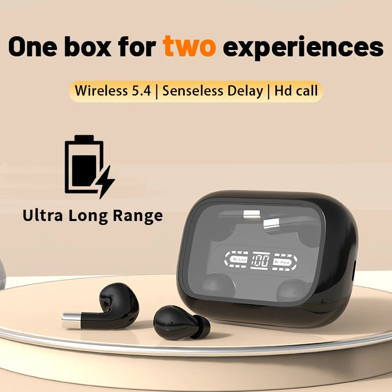 2in1 Wireless Headphones Bluetooth Earphones, Mini Sleeping Earbuds, Dual Sound Bass HIFI 4D Effects Headset, Intelligent Noise Reduction Wireless Earphone, Office, Leisure, Sports, Sleep, Essential Partners, Ultra Long Batte