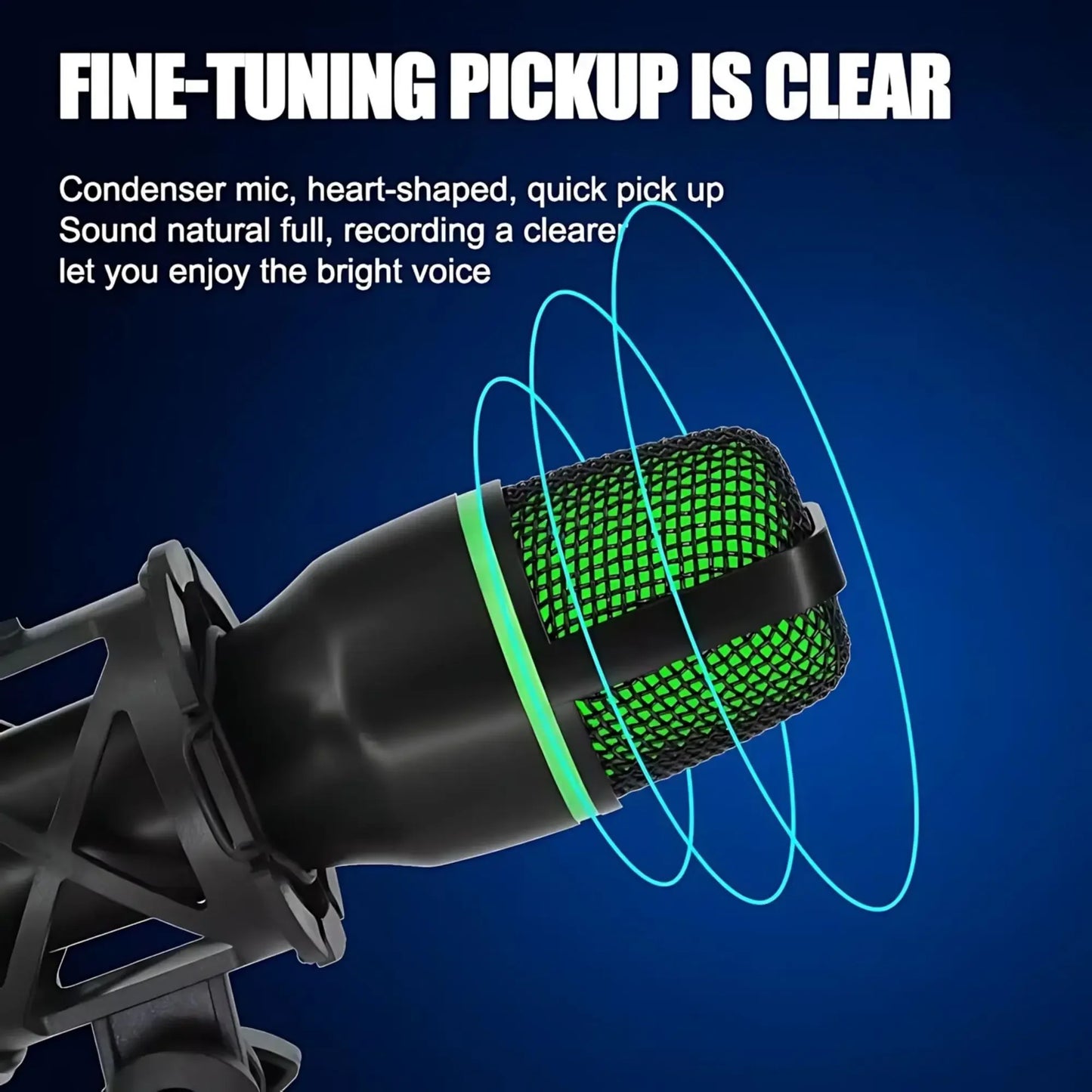Professional Condenser Microphone Kit with Tripod Stand and RGB Lighting for Gaming and Streaming USB Microphone for YouTube Podcasts Video Studio Recording on PC Laptop Mac Desktop with Mute Button and Built in Voice Changer