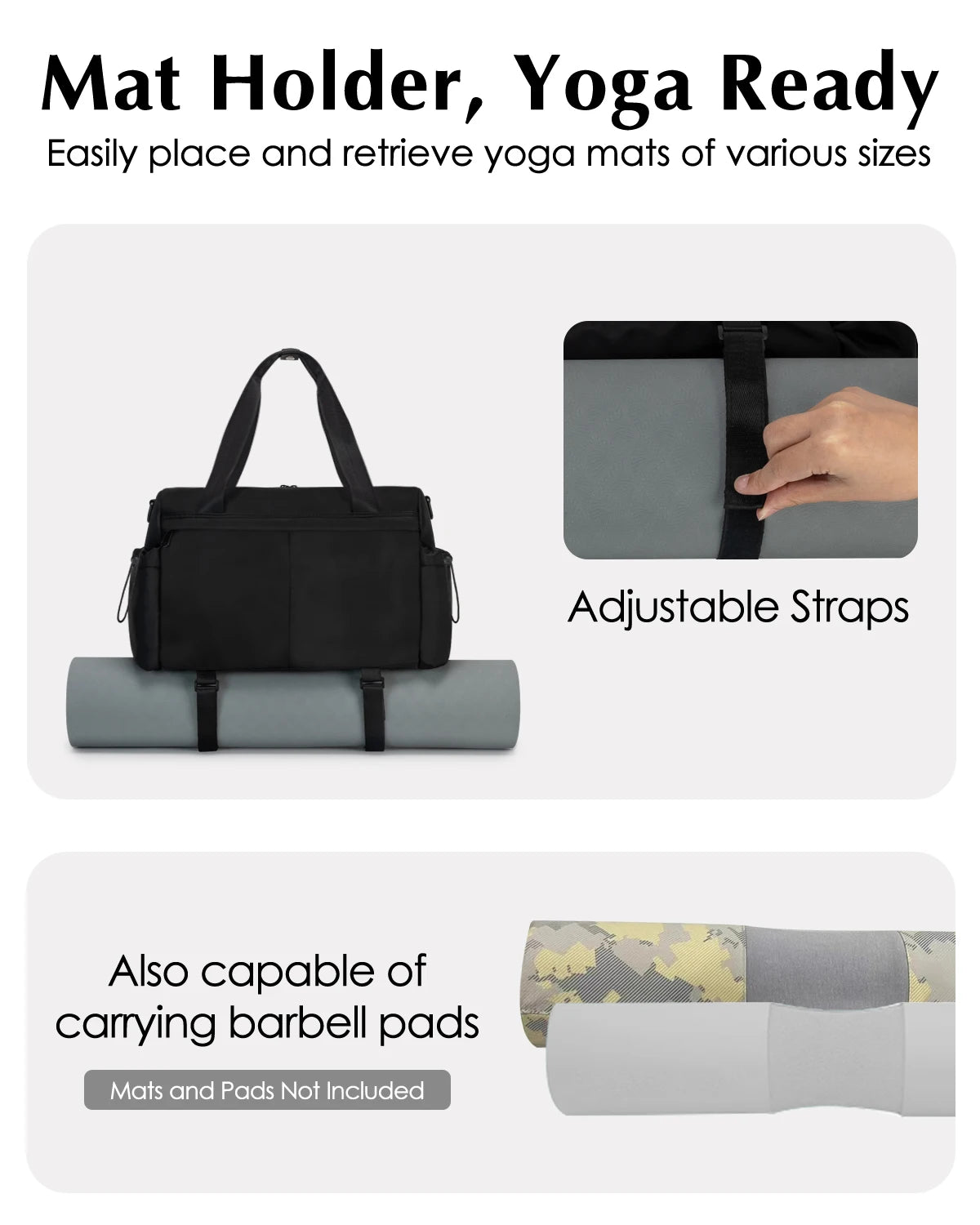 Lightweight Gym Duffel Bag With Yoga Mat Holder Wet Pocket