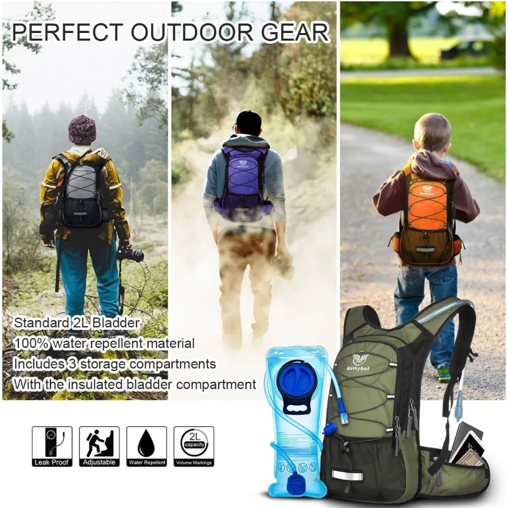 2L BPA Free Bladder Insulated Hydration Backpack, Ideal for Running, Cycling, Camping - Keeps Liquid Cool up to 5 Hours