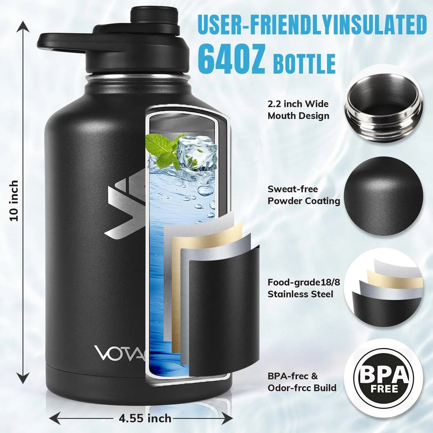 Stainless Steel Insulated Tactical Water Bottle With Sleeve