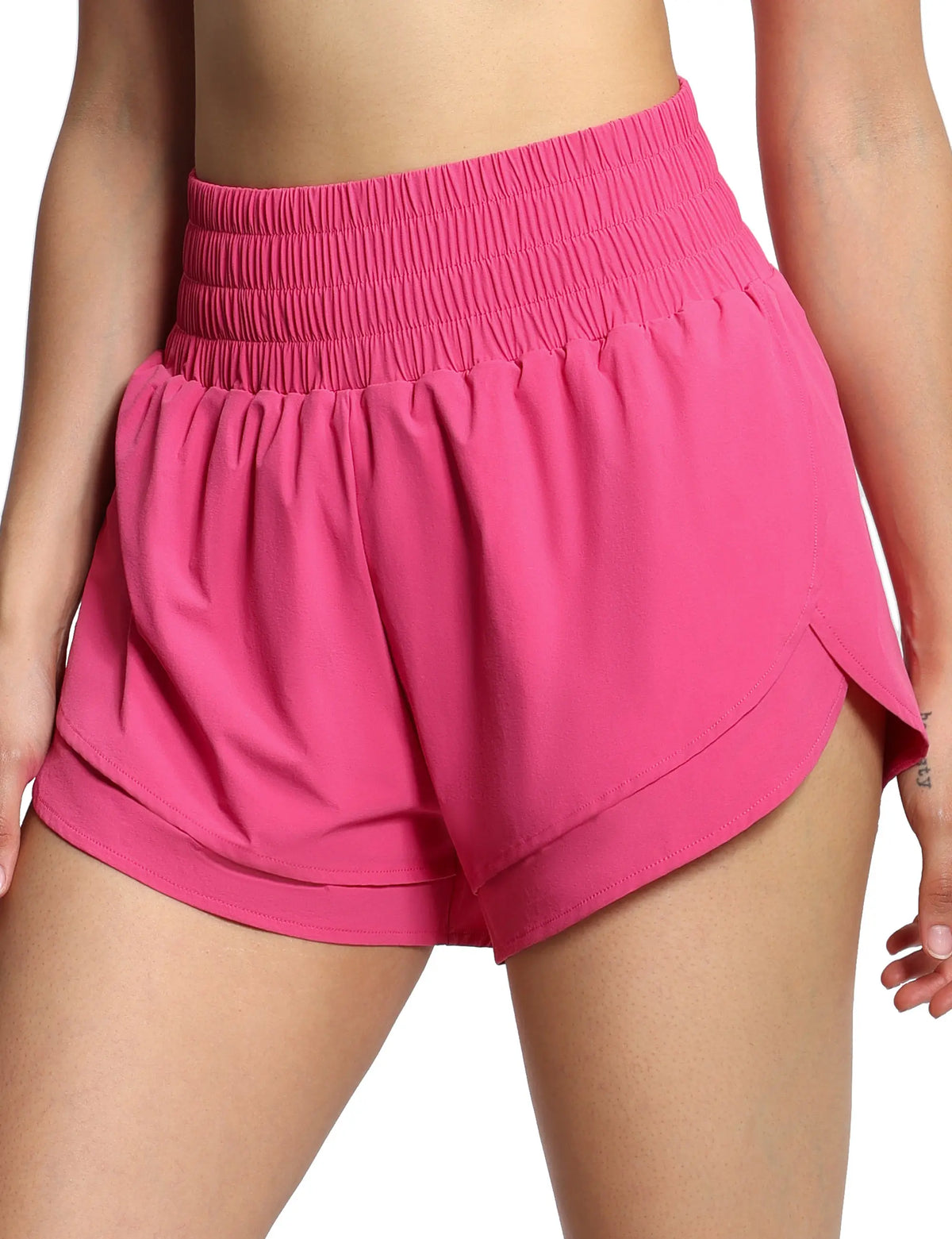 THE GYM PEOPLE Women's High Waisted Mesh Lined Running Shorts
