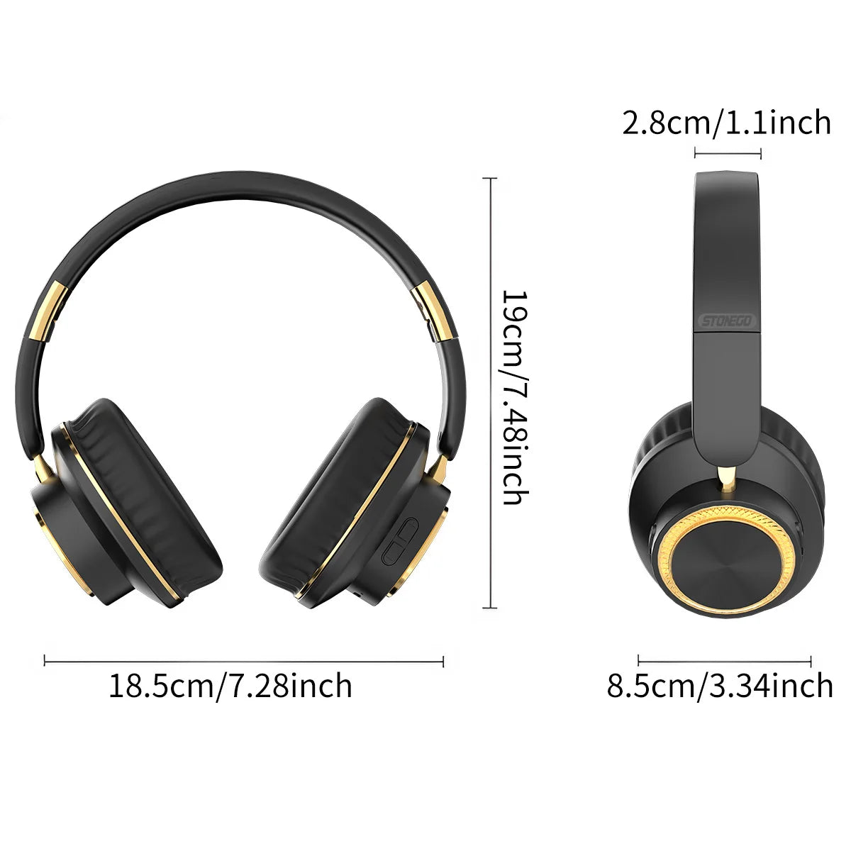 Foldable Wireless Bluetooth Headphones with 40mm Driver for Rich HiFi Sound and Heavy Bass Over Ear Gaming Headset with Built In Microphone and Wireless Calling for PC and Phone Suitable for Home Office Travel and Gaming