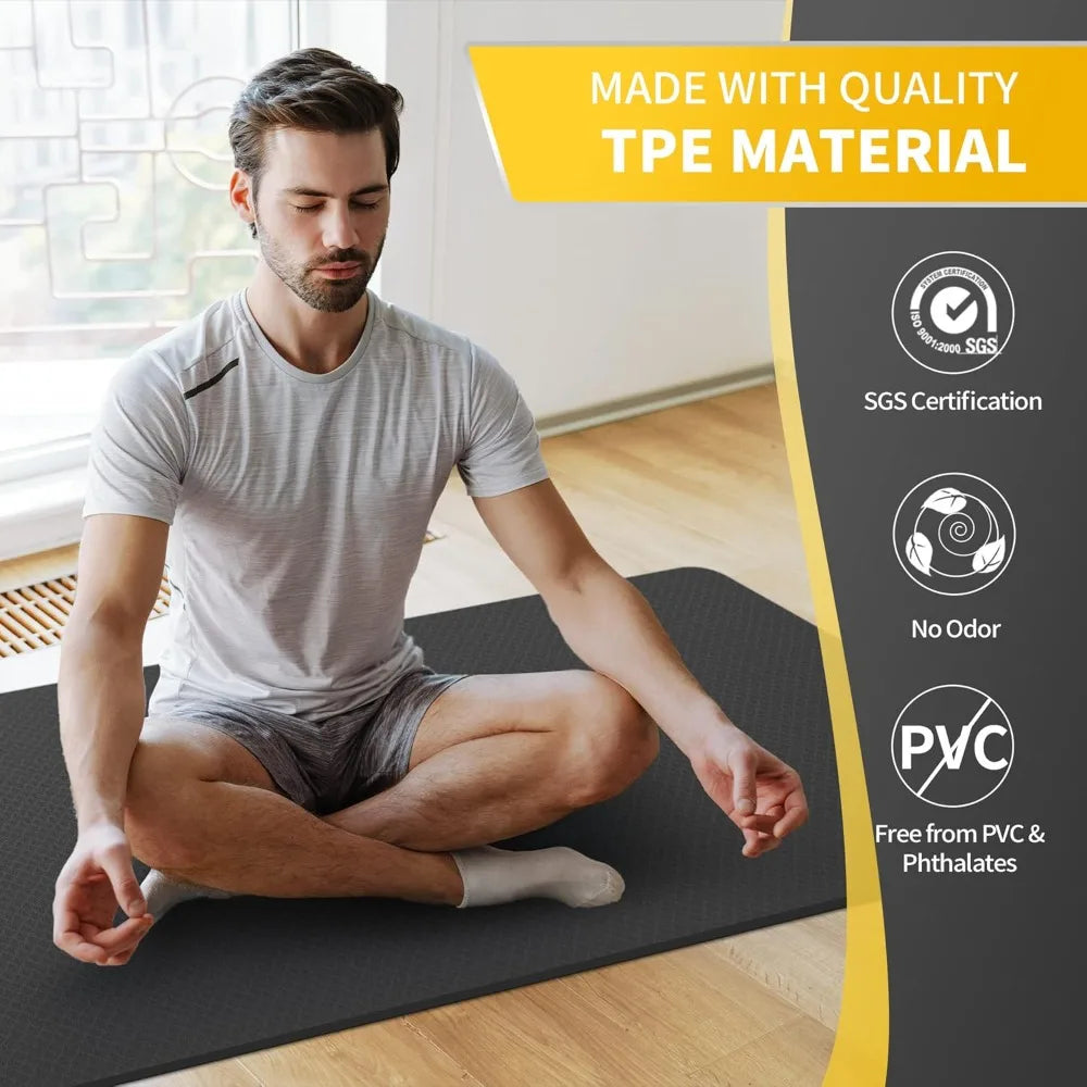 CAMBIVO Extra Wide Yoga Mat for Women and Men (72"/84"x 32"x 1/4") TPE Workout Mat, Non-slip Large Exercise Fitness Mat